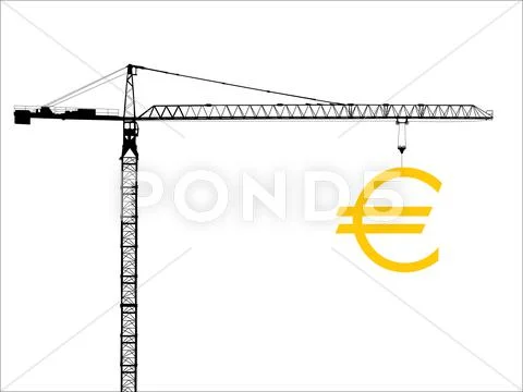 Crane with euro sign Stock Illustration
