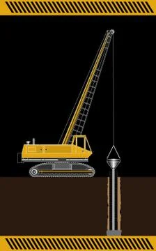 Crane  for filling caisson Illustrazione stock