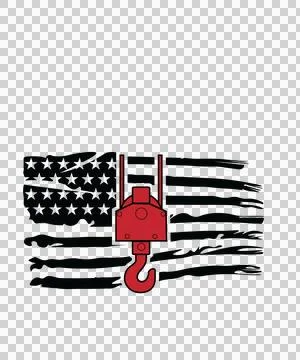 Crane Flag American Hook Silhouette Design static stars Stock Illustration