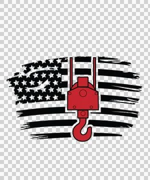 Crane Flag Background With Hook overlaying stars stripes Stock Illustration