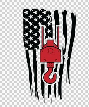 Crane Flag Design Featuring Industrial Hook stars stripes Stock Illustration