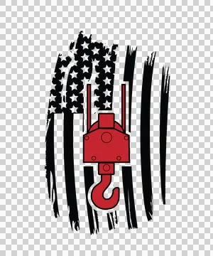 Crane Flag Hook On American Background stars stripes Stock Illustration