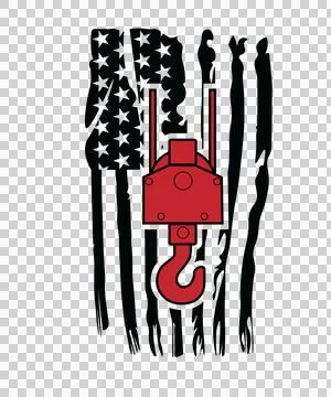 Crane Flag Vertical American With Hook hanging stars stripes Stock Illustration