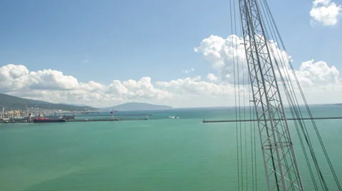 Crane flight in harbor, shipyard Stock-Footage 52382272