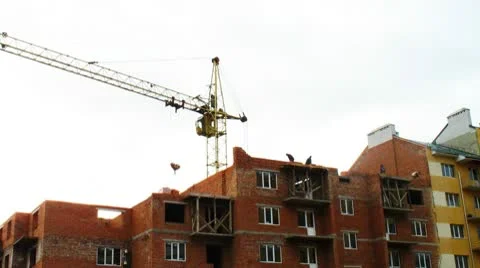 Crane Gives Container With Cement Timelapse Stockbeeldmateriaal 10790494