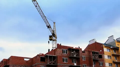 Crane Gives Two Slabs Timelapse Video stock 10790311