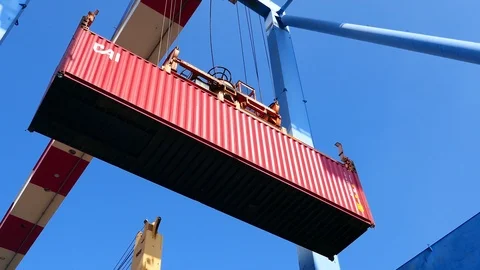 Crane handling container box 4k Stock Footage 94823321