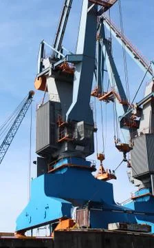 Crane in the harbor Stock Photos