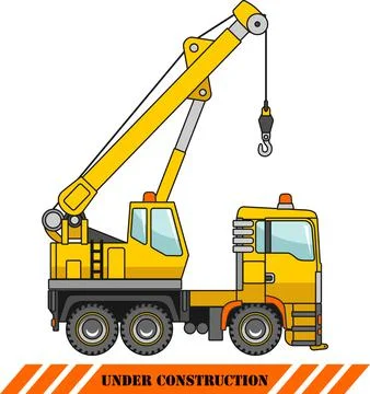 Crane. Heavy construction machines. Vector illustration Stock Illustration