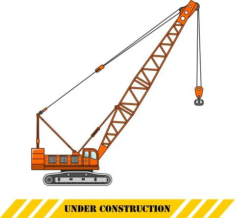 Crane. Heavy construction machines. Vector illustration Stock Illustration