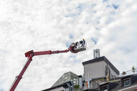 Crane for heavy lifting Working Construction Site in Europe. Stock-Fotos