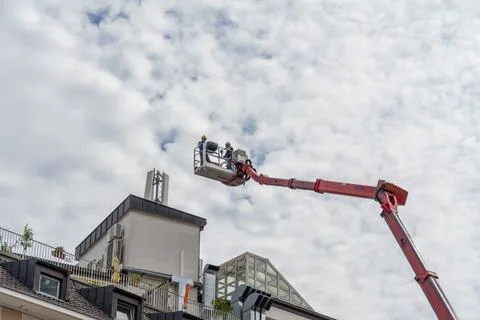 Crane for heavy lifting Working Construction Site in Europe. Stock Photos