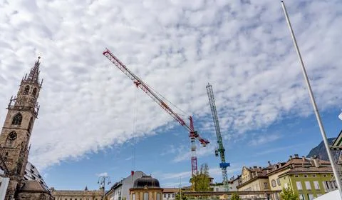 Crane for heavy lifting Working Construction Site in Europe. Stock Photos