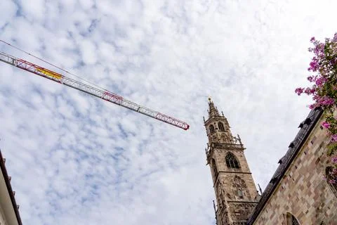 Crane for heavy lifting Working Construction Site in Europe. Stock Photos