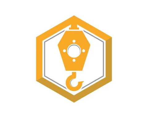 Crane with hexagon shape logo Stock Illustration