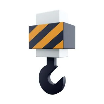 Crane hook 3D render icon. Isolated on white background. 3d render crane icon. Stock Illustration