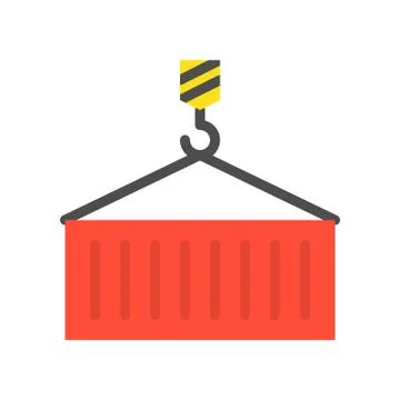 Crane , hook and container, flat design vector Stock Illustration