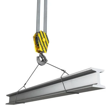 Crane hook with beam crane hook with construction metal beam. 3d render Co... Foto stock