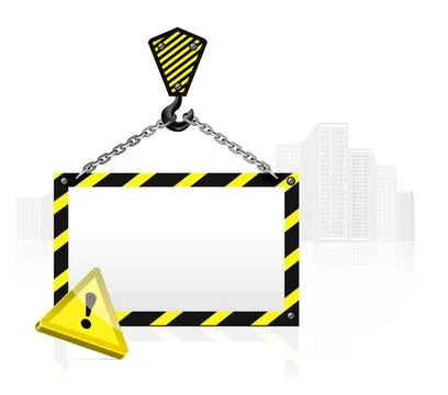 Crane hook with blank poster Crane hook with blank poster on the backgroun... Stock Photos