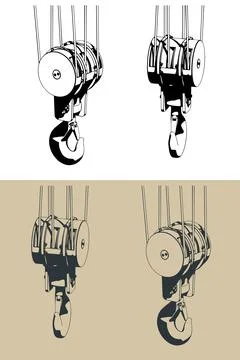 Crane hook block close-up 스톡 일러스트