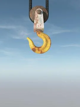 Crane hook on blue background. Stock Illustration