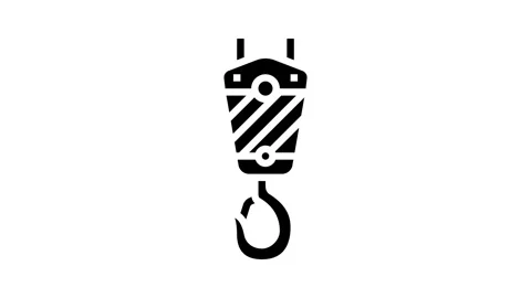 Crane hook construction vehicle glyph icon animation Stock Footage 326151954