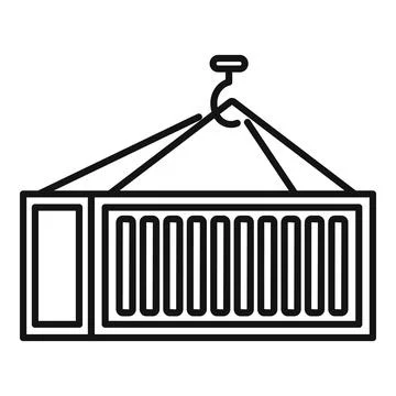 Crane hook container icon, outline style Stock Illustration