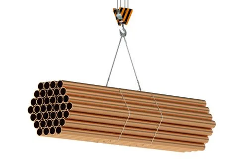 Crane hook with copper pipes Ilustración de archivo