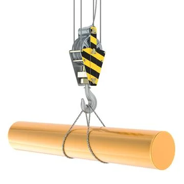 Crane hook with copper round bar, 3D rendering Ilustración de archivo