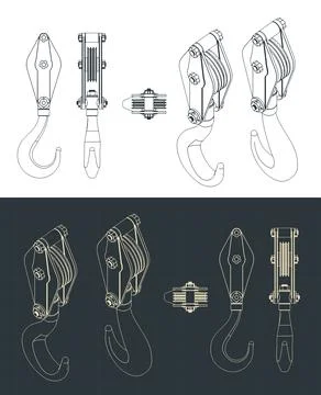 Crane hook drawings Stock Illustration