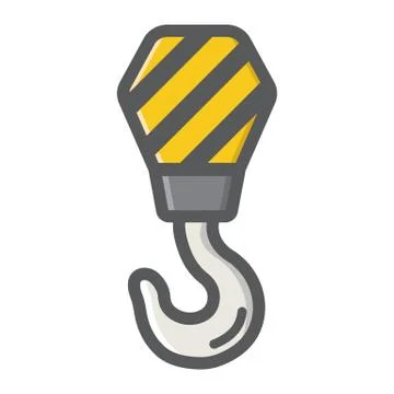 Crane hook filled outline icon, build and repair Stock Illustration