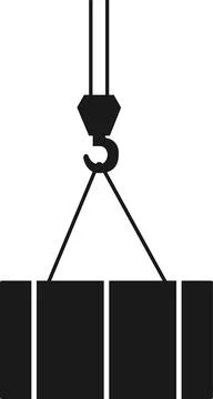 Crane hook holding load icon. Stock Illustration