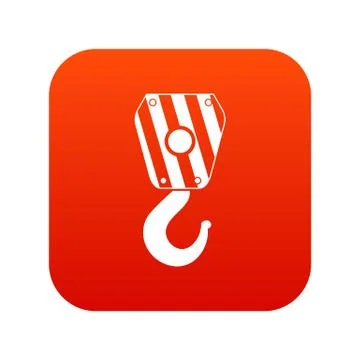Crane hook icon digital red Stock Illustration