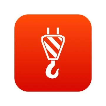 Crane hook icon digital red 库存插图