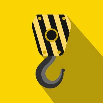 Crane hook icon, flat style Stock Illustration