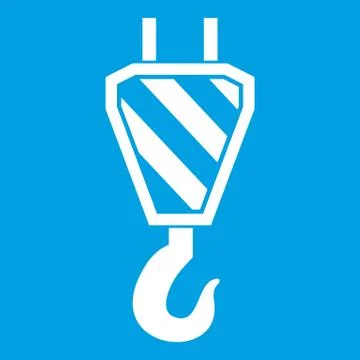 Crane hook icon white Stock Illustration
