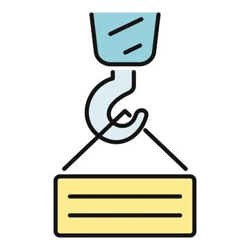Crane hook lifting cargo flat icon design Ilustración de archivo