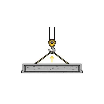 Crane hook lifting concrete slab icon with upward motion Ilustración de archivo