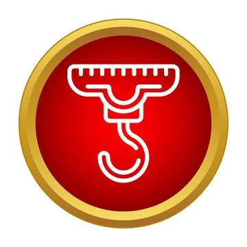 Crane hook lifting equipment in red circle icon Stock Illustration