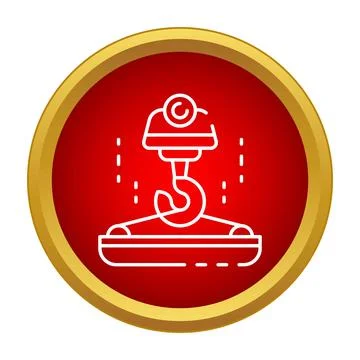 Crane hook lifting mechanism icon in red circle Ilustración de archivo