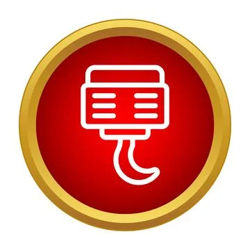 Crane hook lifting mechanism icon on red circle Ilustración de archivo