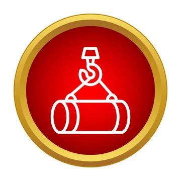 Crane hook lifting pipe icon for construction industry Ilustración de archivo