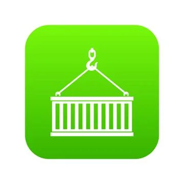 Crane hook lifts container icon digital green イラスト素材