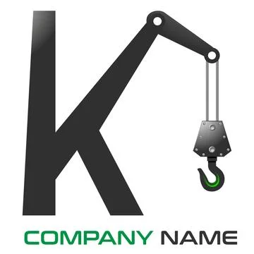 Crane hook logo design with letter "K" Stock Illustration