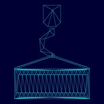 Crane hook low poly triangulation triangulated polygonal electric cyan blue.. Stock Illustration