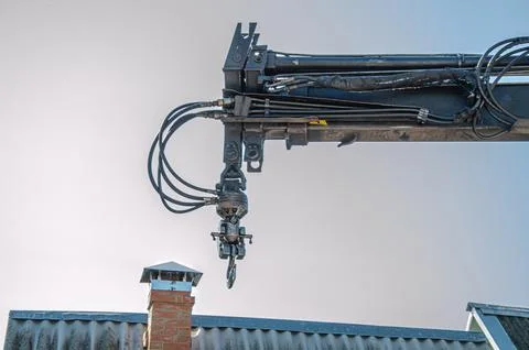 Crane hook for mobile crane in factory and background is a chemical plant Ind Stock Photos