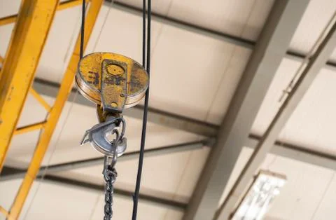 Crane hook in production in the workshop Stock Photos