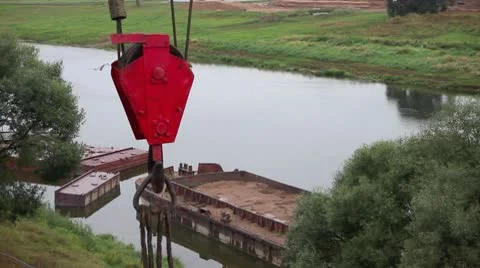 Crane hook at the river Video stock 10310262