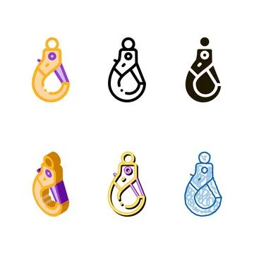 Crane hook tool variations icon vector outline Stock Illustration