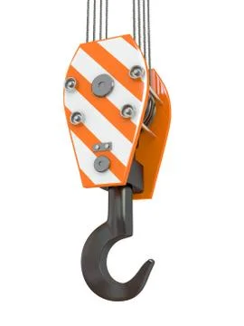 Crane hook on white isolated background. 3d Illustrazione stock